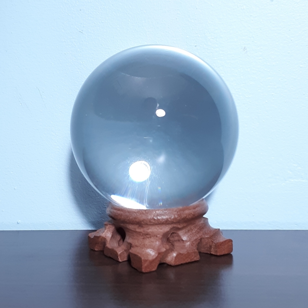 Large Clear K9 Glass Crystal Ball with Wooden Stand Fortue Telling Divination - Picture 4 of 7
